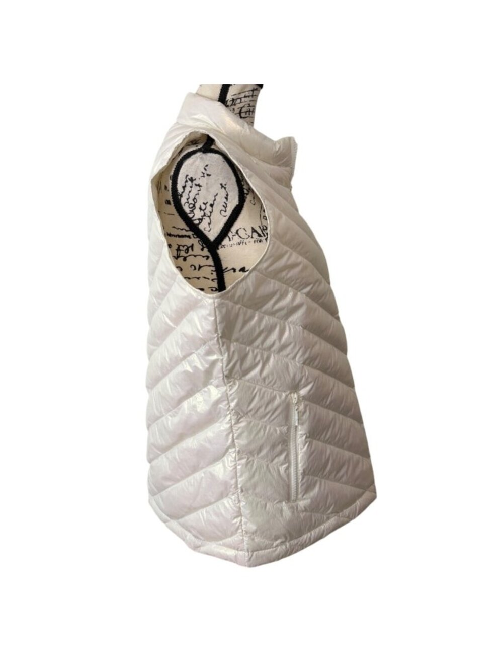 J. McLaughlin Women XL Goose Down Puffer Vest Lightweight Iridescent Ivory JMcL - Picture 2 of 7